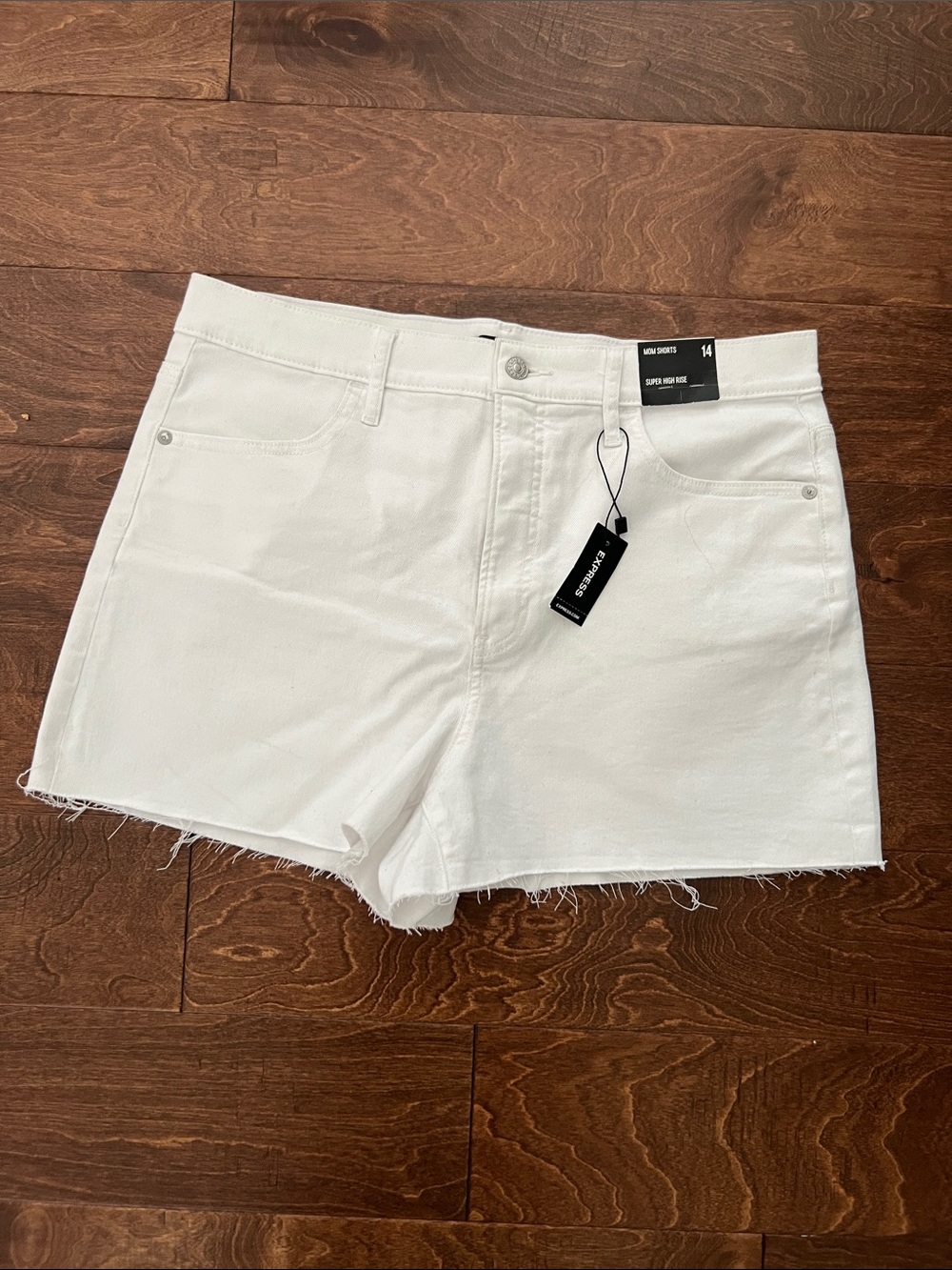 Express White Denim Jean Shorts - Raw Hem